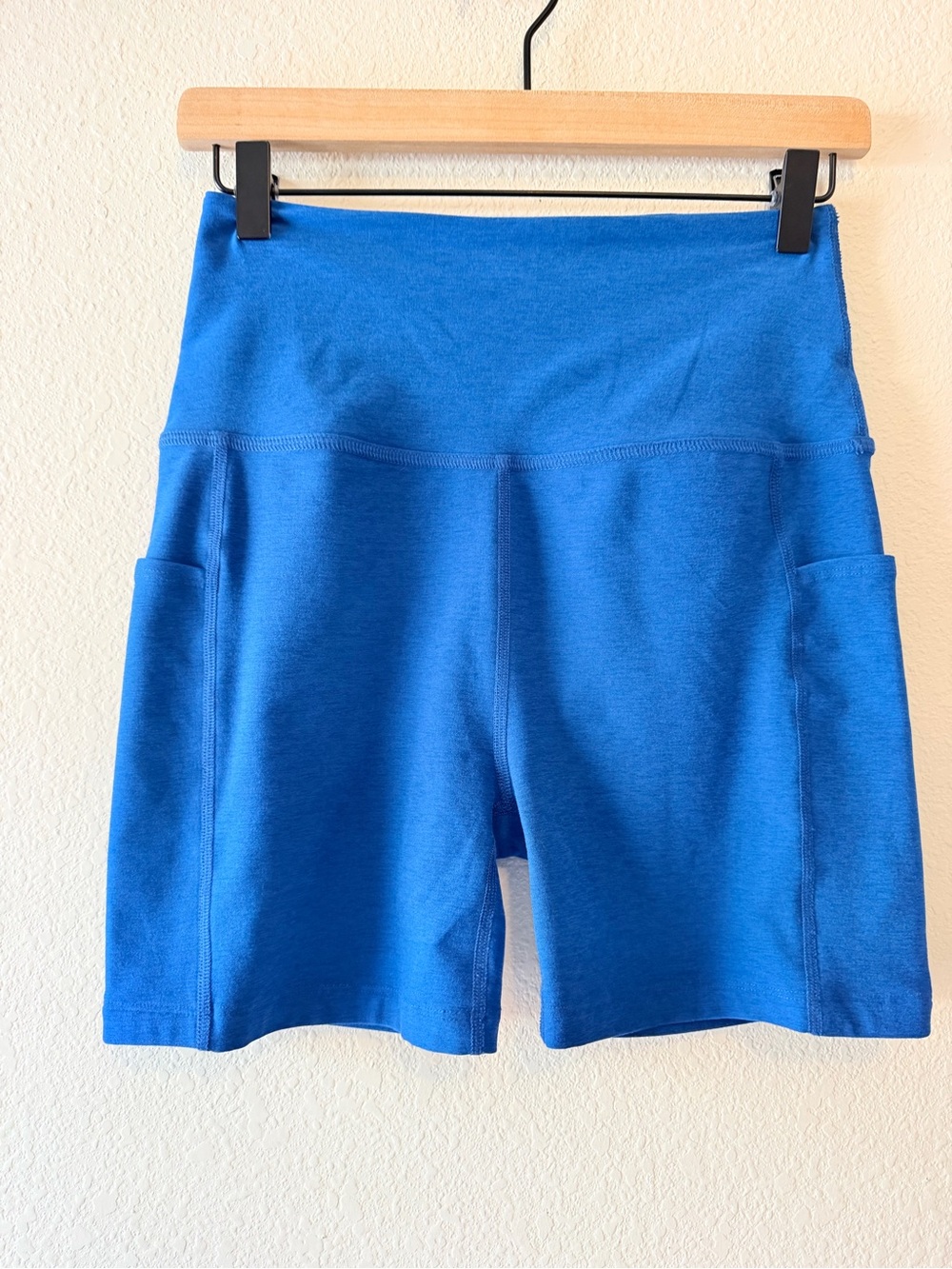 Beyond Yoga Spacedye Keep Pace 5” Pocket Biker Shorts Marine Blue Heather